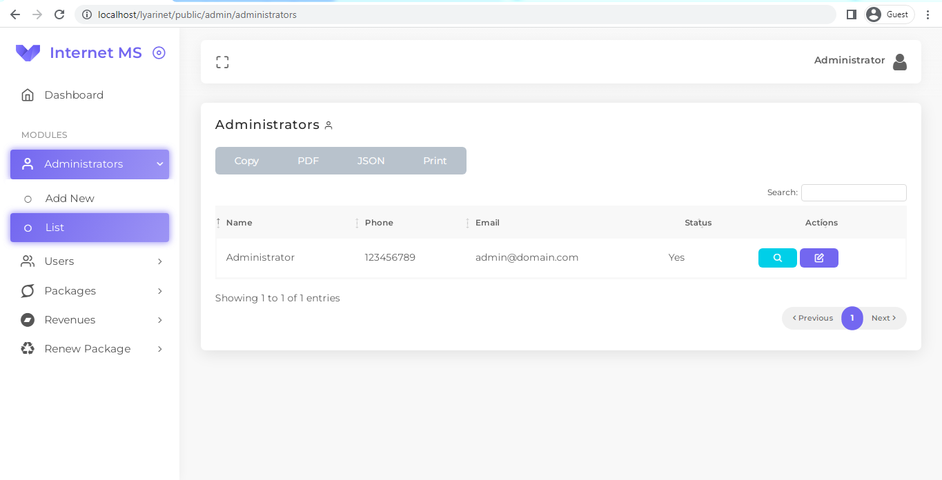Admin Dashboard (Admin Site)