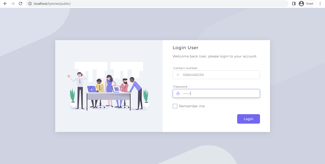 Login Page (Front Site)